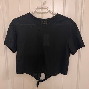 Alala Black Mesh Tie-back Crop Top